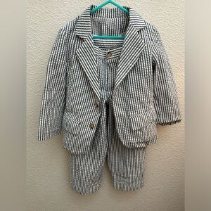 Boys seersucker white/blue blazer/slacks